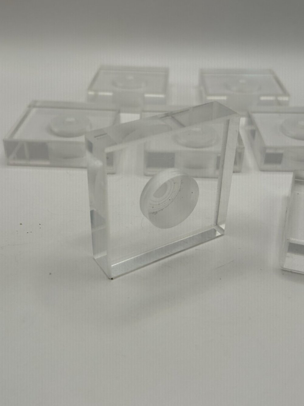Lot of 8 Clear Acrylic Lucite Display Mount Blocks 2” Square Recessed Center - Picture 14 of 15